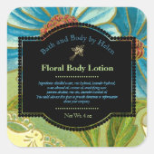 フローラをテーマにした浴用製品ラベルw成分2 スクエアシール (正面)