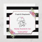 フローラを使用し結婚て自分のストライプ日付を保存 セーブザデート (正面/裏面)