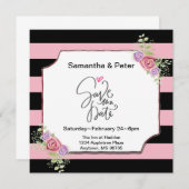 フローラを使用し結婚て自分のストライプ日付を保存 セーブザデート (正面/裏面)