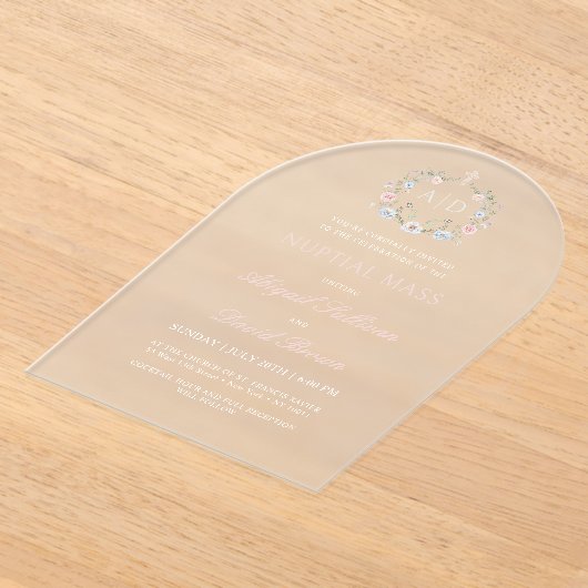 フローラを構成する集団宗教結婚の アクリル招待状 (レイダウン)