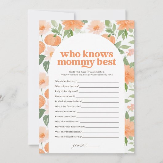 フローラを知っているカボチャの赤ちゃん最高のシャワー 招待状 (正面)