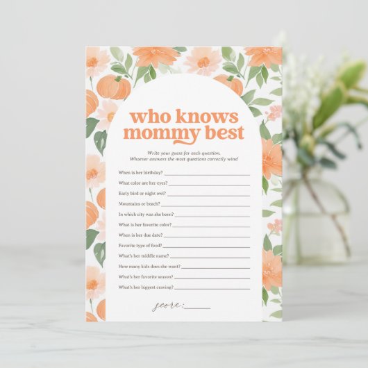 フローラを知っているカボチャの赤ちゃん最高のシャワー 招待状 (スタンド正面)