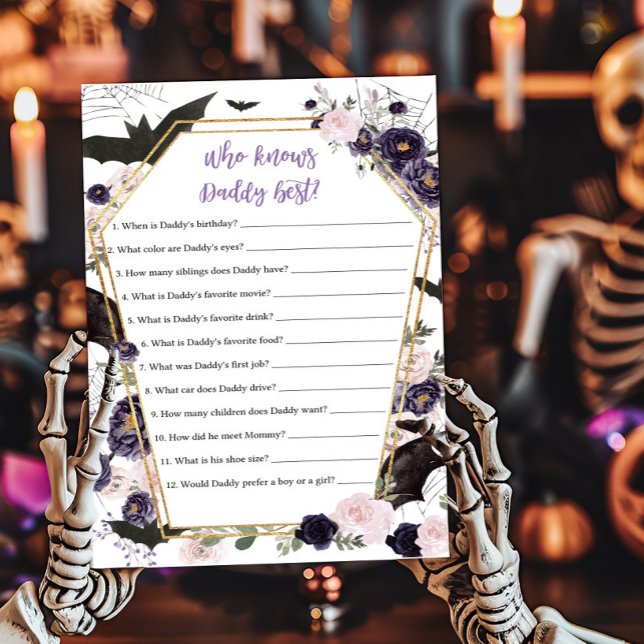 フローラを知っているゴシック最高の棺 (Floral Gothic Coffin Baby Shower Who knows Daddy Best Game)