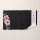 フローラを黒縁ど下の背景に合わせる ハンドタオル (ハンドタオル)