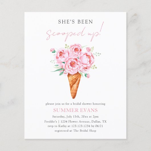 フローラアイスエレガントクリームブライダルシャワー招待 チラシ (正面)