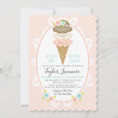 フローラアイスクリームをテーマにしたブライダルシャワー 招待状 (正面)