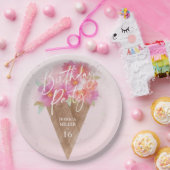 フローラアイスクリームコーンバースデーパーティー ペーパープレート (パーティー)