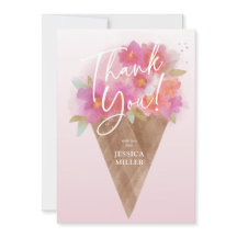 フローラアイスクリームコーンフラットサンキューカード