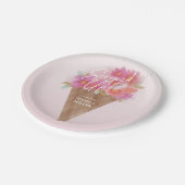 フローラアイスクリームコーンブライダルシャワースコップ ペーパープレート (アングル)
