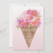 フローラアイスクリームコーンブライダルシャワー招待 招待状 (正面)