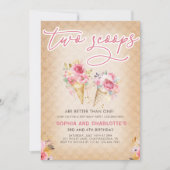 フローラアイスクリームコーン2スクップスジョイント誕生日 招待状 (正面)