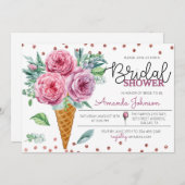 フローラアイスクリームブーケブライダルシャワー招待 招待状 (正面/裏面)
