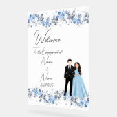 フローラアイスブルーのアクリル婚約標識 アクリルサイン (傾斜)