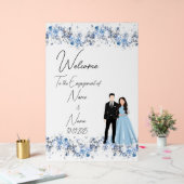 フローラアイスブルーのアクリル婚約標識 アクリルサイン (ウェディング)