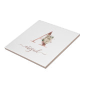 フローラアイボリーバラ金ゴールドモノグラムレター"A" タイル (側面)