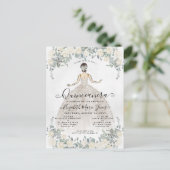 フローラアイボリーホワイトプリンセス誕生日キンセアニェラI インビテーションポストカード (スタンド正面)