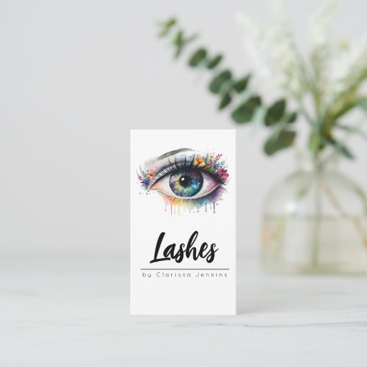 フローラアイラッシュまつげエクステンションのメイクアップ 名刺 (スタンド正面)