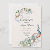 フローラアオクジャクバードベイバードシャワー 招待状 (正面)