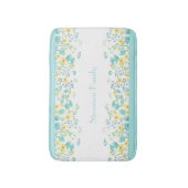 フローラアクアブルーイエローワイルドフラワーズファミリー名 バスマット (正面縦)