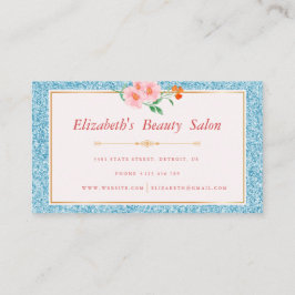 フローラアクアブルーグリッターメイクアップアーティスト美しい 名刺