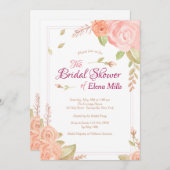 フローラアクセントのブライダルシャワー招待 招待状 (正面/裏面)