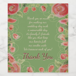 フローラアクセント付きグリーンとブルゴーニュ ワインラベル