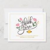 フローラアクセント付きタイポグラフィありがとう 招待状 (正面)