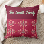 フローラアクセント付きブルゴーニュ クッション (ブランケット)