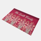 フローラアクセント付きブルゴーニュ ドアマット (アングル)