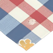 フローラアクセント付き愛国的なギンガム | ユニバーシティレッドホワイト ショートテーブルランナー (コーナー)