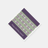 フローラアクセント付き紫と緑 スタンダードカクテルナプキン (角)