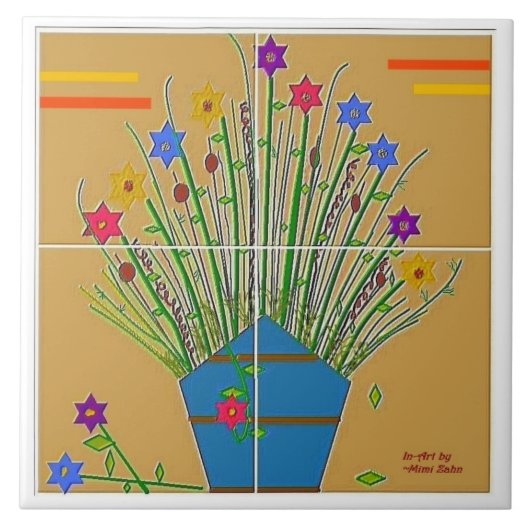 "フローラアクセント" 6 x 6セラミックタイル タイル (正面)