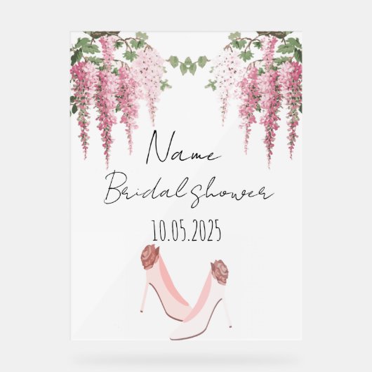 フローラアクリルブライダルシャワー標識 アクリルサイン (正面)