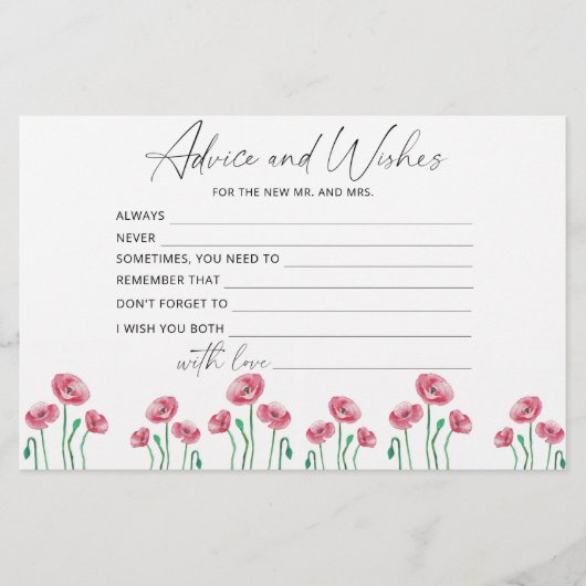 フローラアドバイスとウィッシュブライダルシャワー文房具 便箋 (正面)