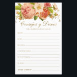 フローラアドバイスと願いスペインの<br><div class="desc">赤面ピンクとクリームの花が一番上にあり、美しい金ゴールドのフォントにエレガントは、これらの美しい植物学スペインの、手書きのスクリプトのアドバイス&ウィッシュ（コンセホスy Deseos）シートは、ブライダルシャワー、リハーサルのディナーやゲストの幸福なカップルのための記入を持つのに最適であ結婚る。人々はプロンプトを持つことが大好きだ – 彼らはアドバイスと良い願いの愛離れ語を愛する簡単を作る。彼らは何年も大切にされ来る。</div>