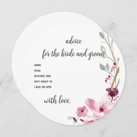 フローラアドバイスウェディングシャワーアドバイスカード 招待状 (正面/裏面)