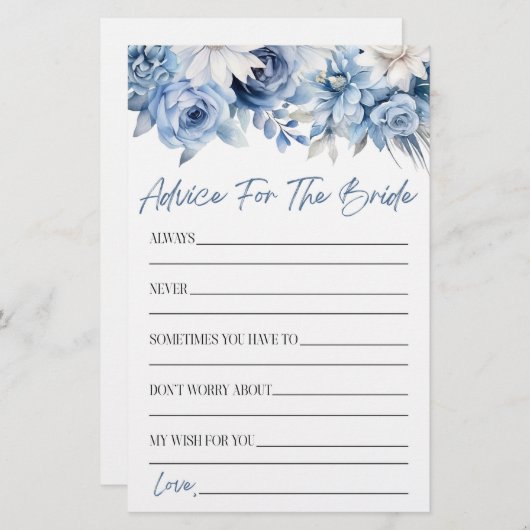 フローラアドバイス花嫁ブライダルシャワーゲーム 便箋 (正面/裏面)