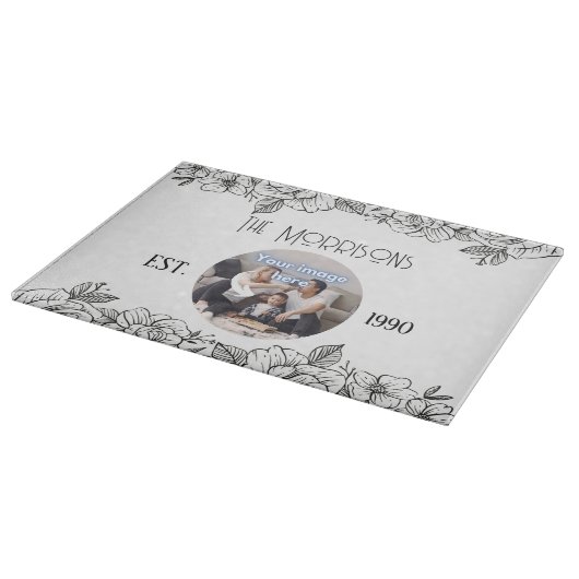 フローラアニバーサリーファミリーラウンド写真テンプレート カッティングボード (角)