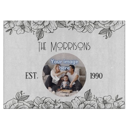フローラアニバーサリーファミリーラウンド写真テンプレート カッティングボード (正面)