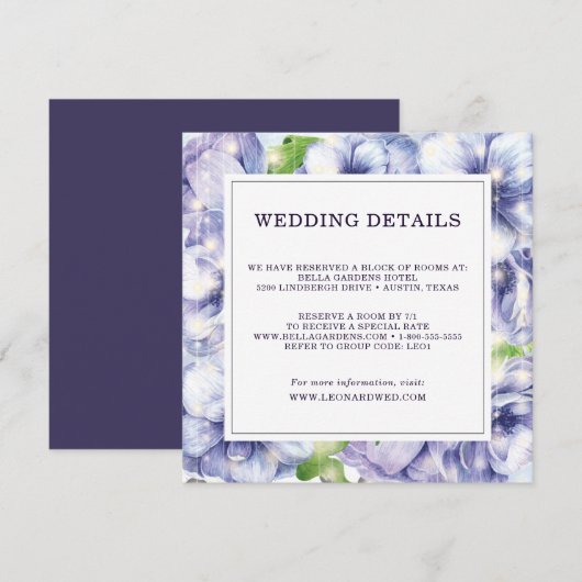 フローラアネモネ結婚パープル詳細 招待状 (正面/裏面)