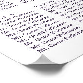 フローラアネモネ結婚パープル |シーティングチャート ポスター (角)