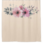 フローラアネモフラワーブーケクリームピンク シャワーカーテン (正面)