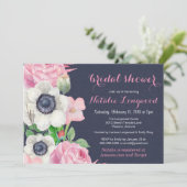 フローラアネモンウォーターカラーベビーまたはブライダルシャワー 招待状 (スタンド正面)