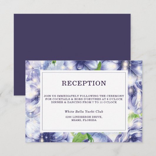 フローラアネモンパープルウェディングレセプション 招待状 (正面/裏面)