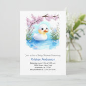 フローラアヒル魅惑ワイルドフラワーボーイベビーシャワー 招待状 (スタンド正面)