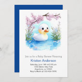 フローラアヒル魅惑ワイルドフラワーボーイベビーシャワー 招待状 (正面/裏面)