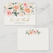フローラアプリコットピンクローズベビーシャワーありがとう  エンクロージャーカード (正面/裏面)
