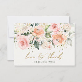 フローラアプリコットピンクローズベビーシャワーありがとう  サンキューカード