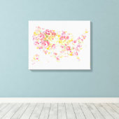 フローラアメリカの地図 キャンバスプリント (インサイチュ (ウッドフロア))