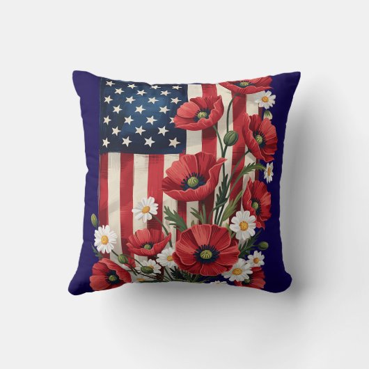 フローラアメリカ国旗の装飾用クッション クッション (裏面)